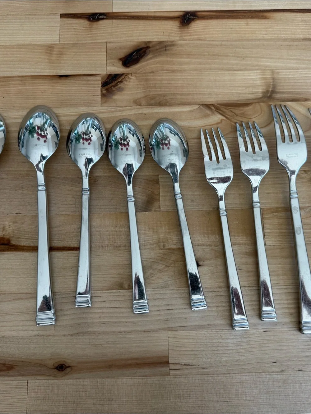 Pottery Barn Stainless Steel —Dessert Spoon and Fork - Silver